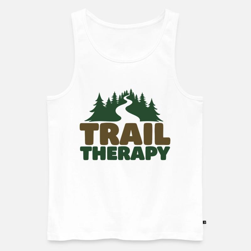 TRAIL THERAPY Spruch Statement - Männer Premium Bio Tank Top - Weiß