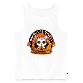 Costume de citrouille pour chat d'Halloween, mignon et drôle - Débardeur bio Premium Homme - blanc - Devant - Michal (187cm)