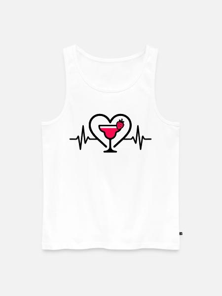 Daiquiri Herz Cocktail Erdbeere - Männer Premium Bio Tank Top - Weiß