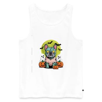 Zombie Frenchie Citrouille Fantôme – Cadeau d’Halloween - Débardeur bio Premium Homme - blanc - Devant - Michal (187cm)