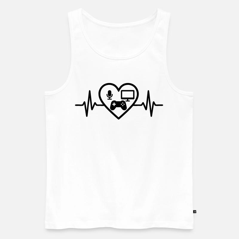 Streaming Gamer Herz Mikro Bildschirm Controller - Männer Premium Bio Tank Top - Weiß