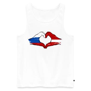 Russia Latvia Flag Hands Heart Shape - Men's Premium Organic Tank Top - white - Front - Michal (187cm)