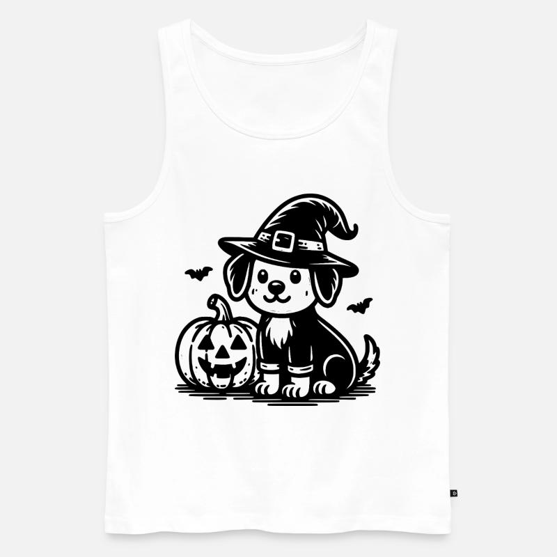 Hund mit Hexenhut - Männer Premium Bio Tank Top - Weiß