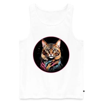 Portrait de chat du Bengale - Débardeur bio Premium Homme - blanc - Devant - Michal (187cm)