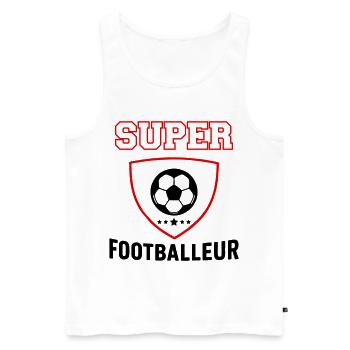 Super footballeur, fête des pères, noël - Débardeur bio Premium Homme - blanc - Devant - Michal (187cm)