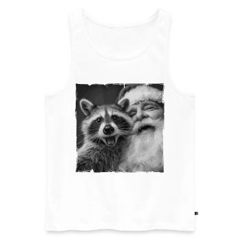 Raccoon Selfie with Santa Claus - Men's Premium Organic Tank Top - white - Front - Michal (187cm)