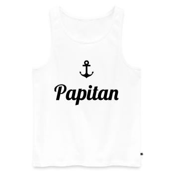 Papitän Funny Pun Capitaine Papa Ancre - Débardeur bio Premium Homme - blanc - Devant - Michal (187cm)