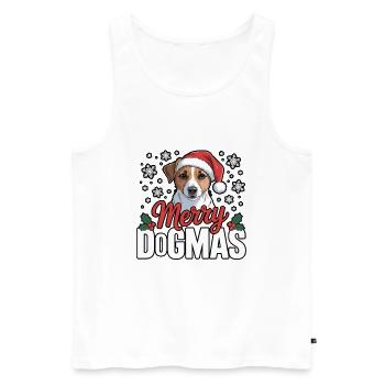 Joyeux Dogmes Chien Noël - Débardeur bio Premium Homme - blanc - Devant - Michal (187cm)