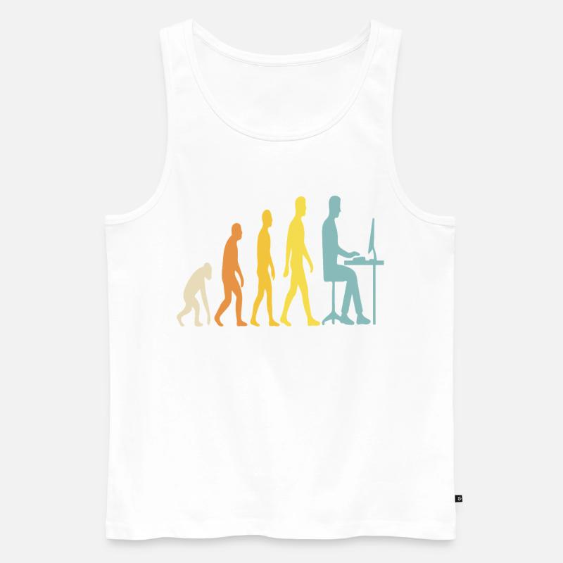 Technische Evolution am Schreibtisch - Männer Premium Bio Tank Top - Weiß