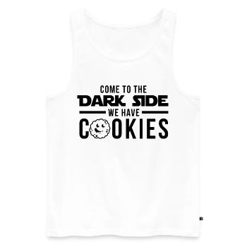 Komm zur dunklen Seite Wir haben Cookies - Männer Premium Bio Tank Top - Weiß - Vorne - Michal (187cm)