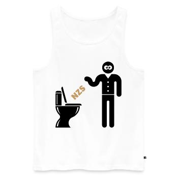 NZS Into the Toilet, Into the Toilet! Opposite Right POS 2C - Men's Premium Organic Tank Top - white - Front - Michal (187cm)