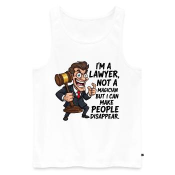 Anwaltskarikatur mit lustigem Spruch - Männer Premium Bio Tank Top - Weiß - Vorne - Michal (187cm)