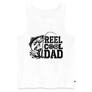 Pêcheur, pêcheur, pêcheur, poisson, moulinet, Cool Dad - Débardeur bio Premium Homme - blanc - Devant - AI Model Male 178 light (178cm)