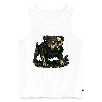 Groggy Zombie Pug with Green Drool - Men's Premium Organic Tank Top - white - Front - AI Model Male 178 light (178cm)