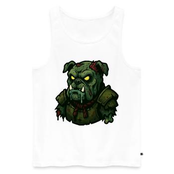 Untoter Bulldoggen-Krieger - Männer Premium Bio Tank Top - Weiß - Vorne - AI Model Male 178 light (178cm)