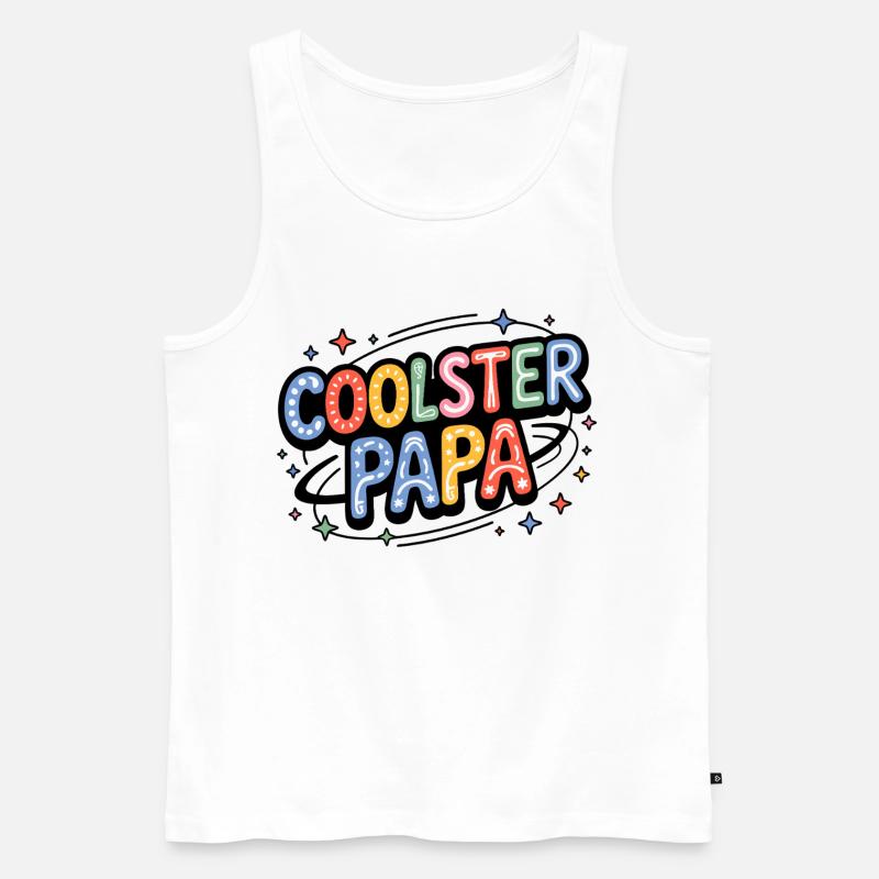 Coolster Papa bunte Retro-Buchstaben - Männer Premium Bio Tank Top - Weiß