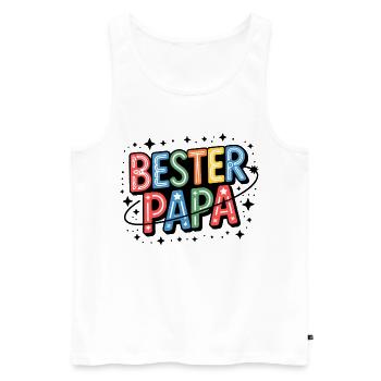 Bester Papa Neon Farbiges Design - Männer Premium Bio Tank Top - Weiß - Vorne - Michal (187cm)