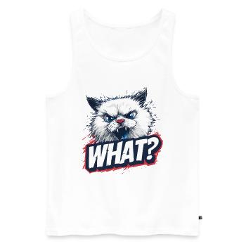 Wütende Katze – What? Design - Männer Premium Bio Tank Top - Weiß - Vorne - AI Model Male 178 light (178cm)
