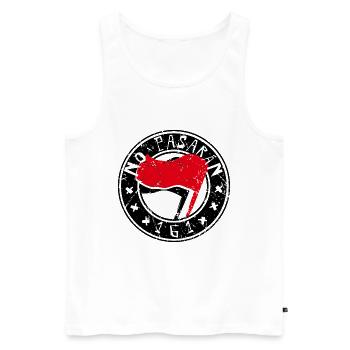 no pasaran 161 logo - Männer Premium Bio Tank Top - Weiß - Vorne - AI Model Male 178 light (178cm)