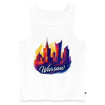Varsovie, magnifique capitale, Pologne, Polska, Gesche - Débardeur bio Premium Homme - blanc - Devant - Michal (187cm)