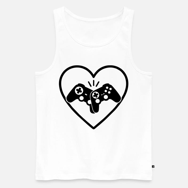 Gamecontroller Herz Gamer Liebe Geschenk - Männer Premium Bio Tank Top - Weiß