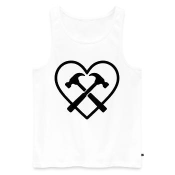 Crossed Hammers Heart Builder Handyman Tools - Men's Premium Organic Tank Top - white - Front - Michal (187cm)
