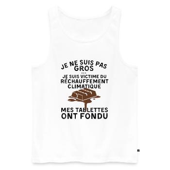 Victime Réchauffement climatique Cadeau Papa drole - Débardeur bio Premium Homme - blanc - Devant - Michal (187cm)