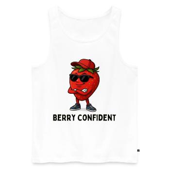  Erdbeere Selbstbewusst Karikatur  - Männer Premium Bio Tank Top - Weiß - Vorne - AI Model Male 178 light (178cm)