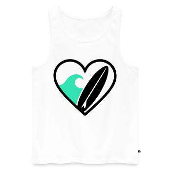 Surf Heart Wave Board Sea Summer - Men's Premium Organic Tank Top - white - Front - AI Model Male 178 light (178cm)