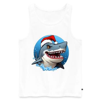 Weihnachtsmann Hai - Männer Premium Bio Tank Top - Weiß - Vorne - AI Model Male 178 light (178cm)