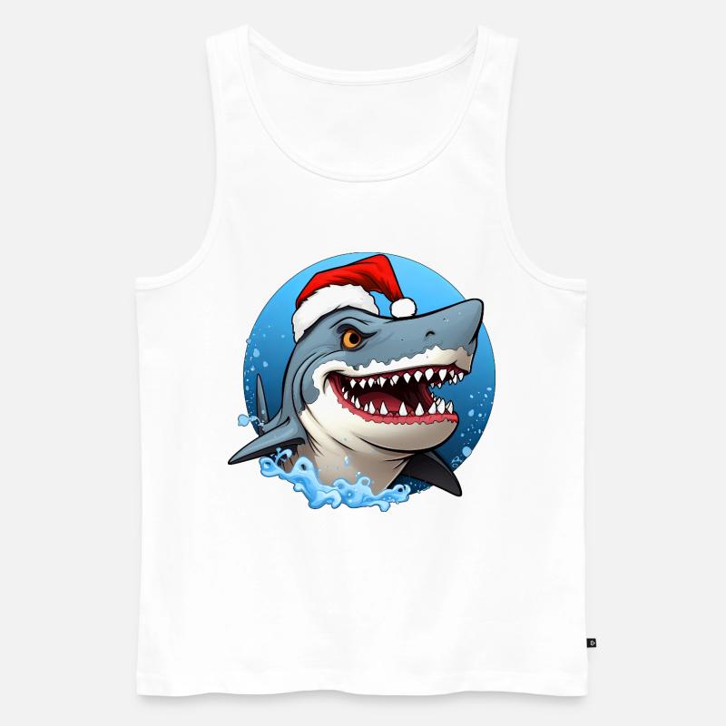 Weihnachtsmann Hai - Männer Premium Bio Tank Top - Weiß