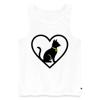 Cat Heart Silhouette Cute Pet Lover - Men's Premium Organic Tank Top - white - Front - Michal (187cm)