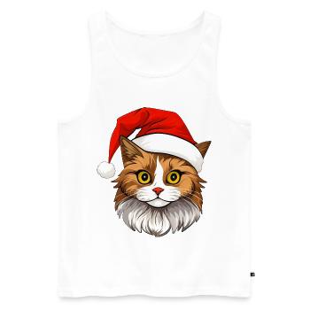 Noël chat - Débardeur bio Premium Homme - blanc - Devant - Michal (187cm)