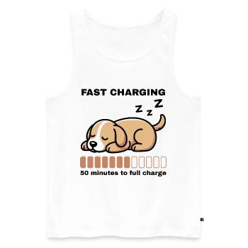 Powernap Hund – Fast Charging - Männer Premium Bio Tank Top - Weiß - Vorne - AI Model Male 178 light (178cm)