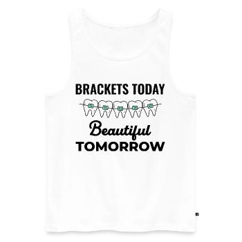 Brackets Today Beautiful Tomorrow Orthodontic - Débardeur bio Premium Homme - blanc - Devant - AI Model Male 178 light (178cm)