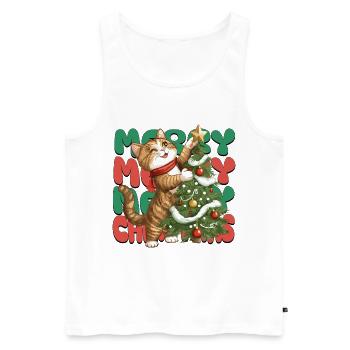 Chat Arbre de Noël Noël Noël Mignon Drôle - Débardeur bio Premium Homme - blanc - Devant - Michal (187cm)