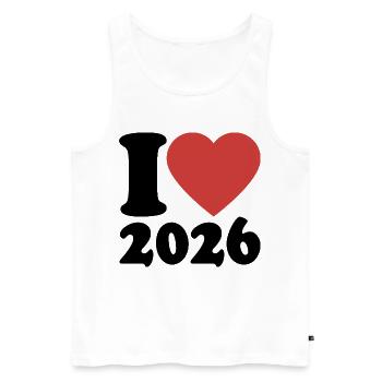 Happy New Year | I Love 2026 - Men's Premium Organic Tank Top - white - Front - Michal (187cm)