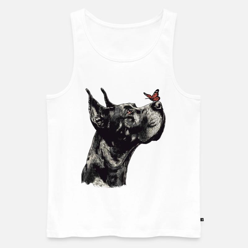 Dogge mit rotem Schmetterling - Männer Premium Bio Tank Top - Weiß