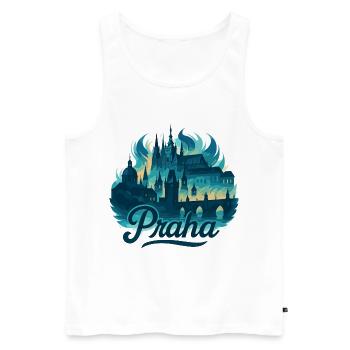 Prague Prague Capitale République tchèque Cadeau maritime - Débardeur bio Premium Homme - blanc - Devant - Michal (187cm)