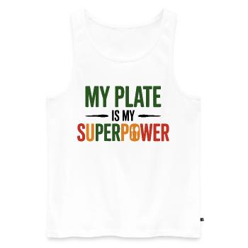 My Plate Is My Superpower Dietitian Expert  - Men's Premium Organic Tank Top - white - Front - Michal (187cm)