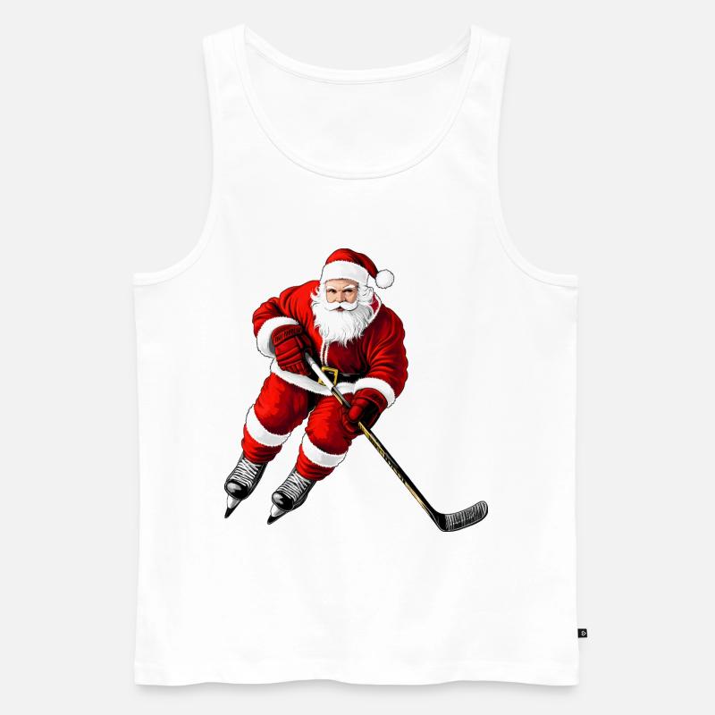 Weihnachten Eishockeyspieler - Männer Premium Bio Tank Top - Weiß