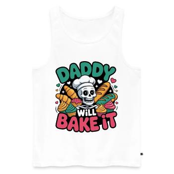 Papa le fera cuire. Drôle de squelette boulanger design - Débardeur bio Premium Homme - blanc - Devant - Michal (187cm)