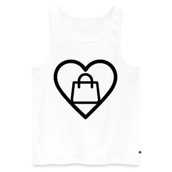 Cœur + Shopping – Amateur de shopping - Débardeur bio Premium Homme - blanc - Devant - Michal (187cm)
