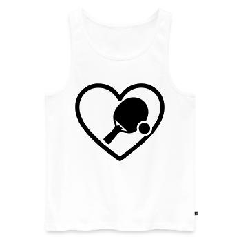 Cœur + Ping-Pong – La passion du tennis de table - Débardeur bio Premium Homme - blanc - Devant - AI Model Male 178 light (178cm)