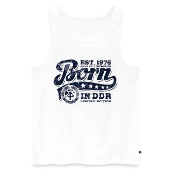 Born in DDR 1976 - Geburtstag - Ossi Geschenk - Männer Premium Bio Tank Top - Weiß - Vorne - Michal (187cm)