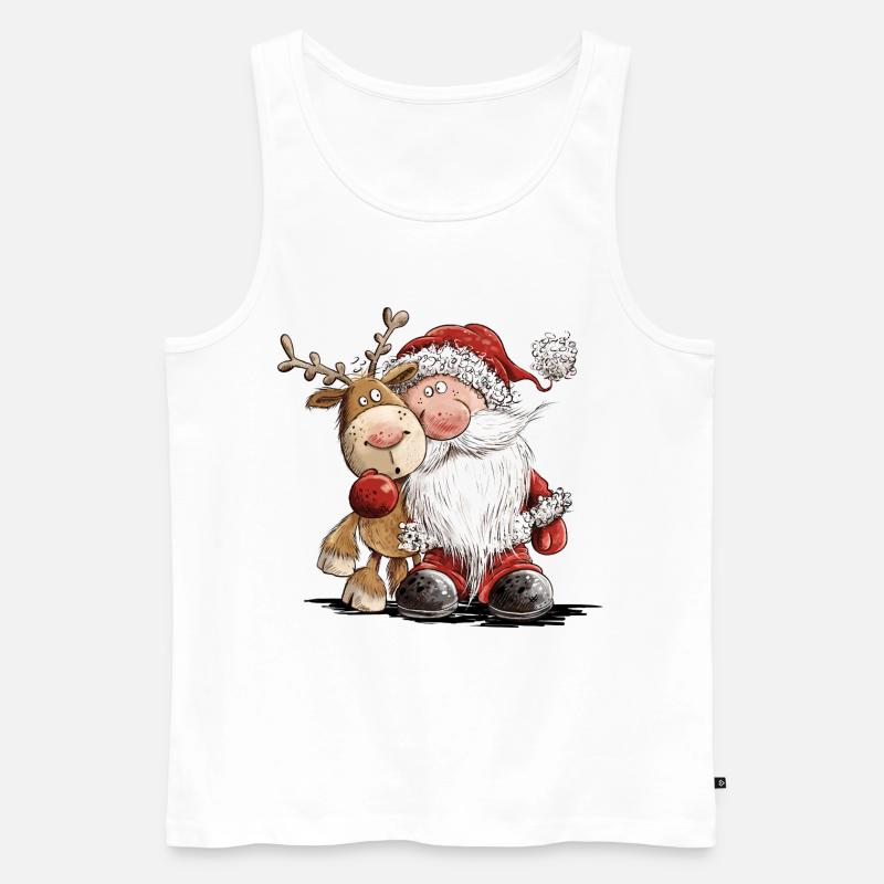 Buffo Babbo Natale e le sue renne - Canottiera ecologica premium da uomo - bianco