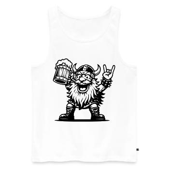 Ein bärtiger und festlicher Rocker, der sein Bier hält - Männer Premium Bio Tank Top - Weiß - Vorne - Michal (187cm)