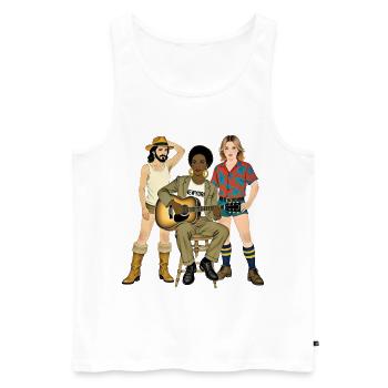 B W U WANT TO B - nice people - Men's Premium Organic Tank Top - white - Front - AI Model Male 178 light (178cm)