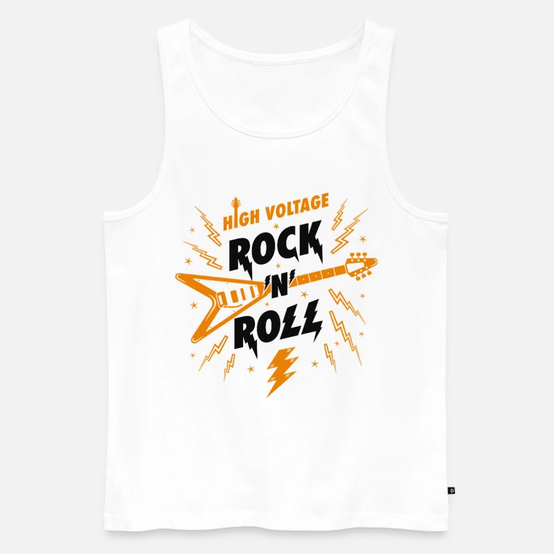 Hochspannungs-Rock'n'Roll-Gitarre - Männer Premium Bio Tank Top - Weiß