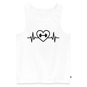 Herz Fitness – Hantel & Krafttraining - Männer Premium Bio Tank Top - Weiß - Vorne - Michal (187cm)